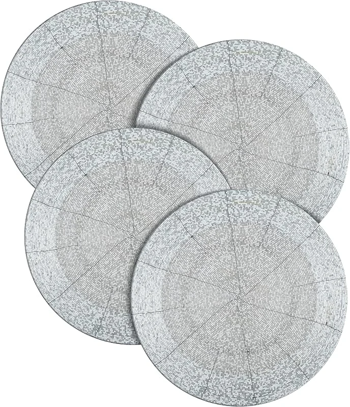 Marke: Homebia Designs Handgefertigte Platzsets mit Perlen, 33 cm, rund, Set mit 4 Stück – schöne, ausgefallene, Elegante dekorative Glitzer-Tischmatte für Esstischdekoration, Bauernhaus, Hochzeit, Party, Ostern und den — Advent und Tisch
