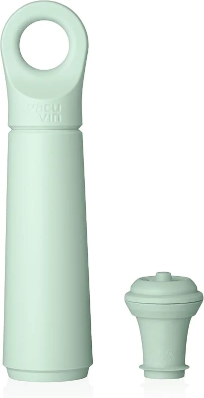 Besuche den Vacu Vin-Store Vacu Vin Loop Weinpumpe - Entwickelt und Hergestellt in den Niederlanden - Vakuum-Weinverschluss hält Ihren Wein bis zu 10 Tage lang frisch - Wiederverwendbar - 1 Pumpe, 1 Stopper, Jade — Wein und Festtafel