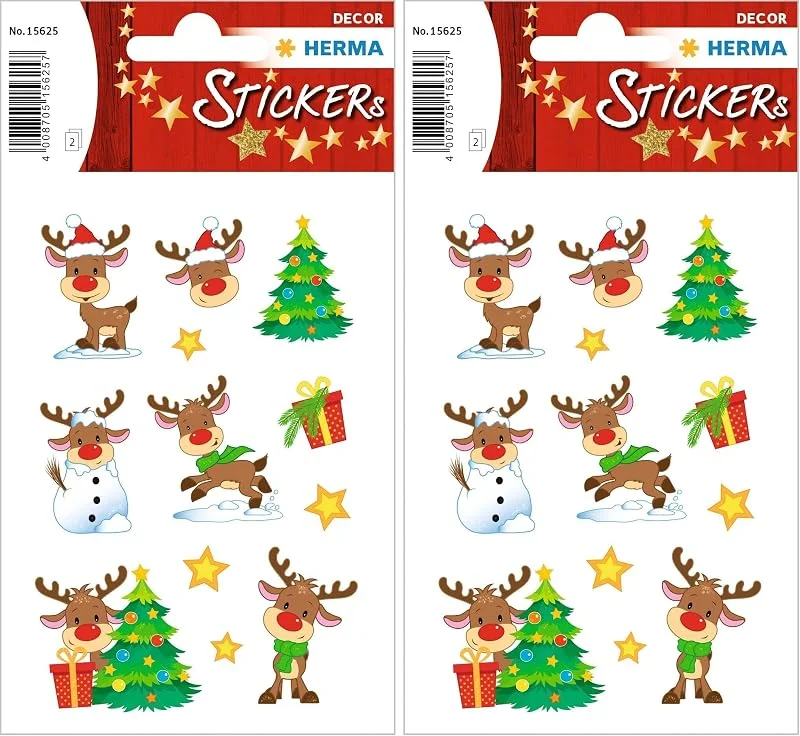 Besuche den HERMA-Store HERMA 15625 Aufkleber Rentier Rudolph klein groß, 24 Stück, Weihnachten Sticker mit Weihnachtsbaum Motiv, Kinder Etiketten für Weihnachtsdeko Geschenke Adventskalender Winter Dekoration DIY Basteln — Geschenkverpackung