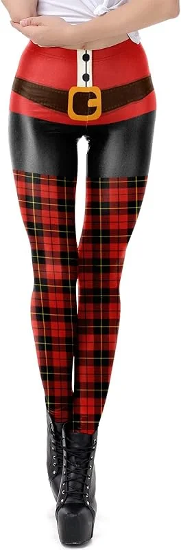 Marke: Générique Générique Weihnachtsleggings, Damen, Stiefelhose, bedruckt, Weihnachten, hohe Taille, bequem, Leggings, Schwarz, Rot, Yoga, Hose, Leggings, schick, Herbst, warme Hose, Damen, lässig, 46-Rot, Small — Weihnachtsmode