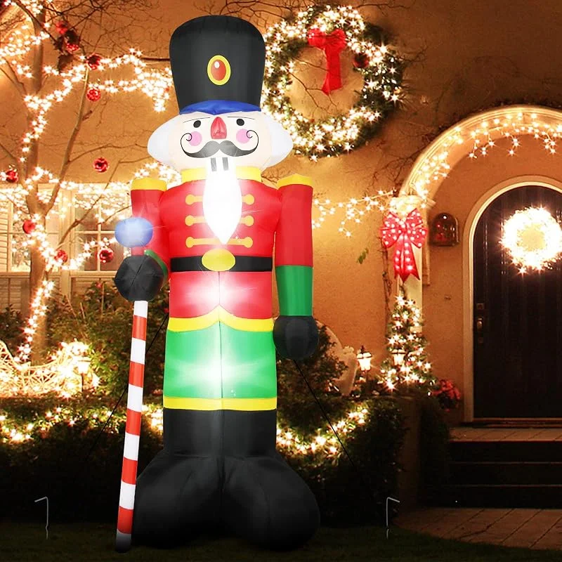 Besuche den GOPLUS-Store GOPLUS 240 cm Nussknacker Soldat, Aufblasbare Weihnachtsfigur, Weihnachtsdeko mit LED-Beleuchtung, mit Eingebautem Gebläse, mit Befestigungsmaterial, für Innen- & Außenbereich