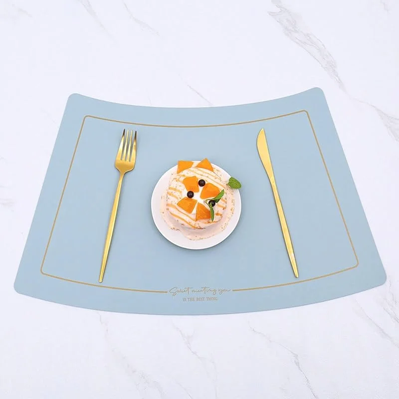 Besuche den Epinki-Store Epinki 2er Set Tischset Modern Sektor 51x29.5CM, PU Leder Platzdeckchen Waschbar Sektor Einfarbig Hitzebeständige, Tischmatte Schreibtisch Hellblau für Speisetisch Platz-Matten — Küche & Haushalt