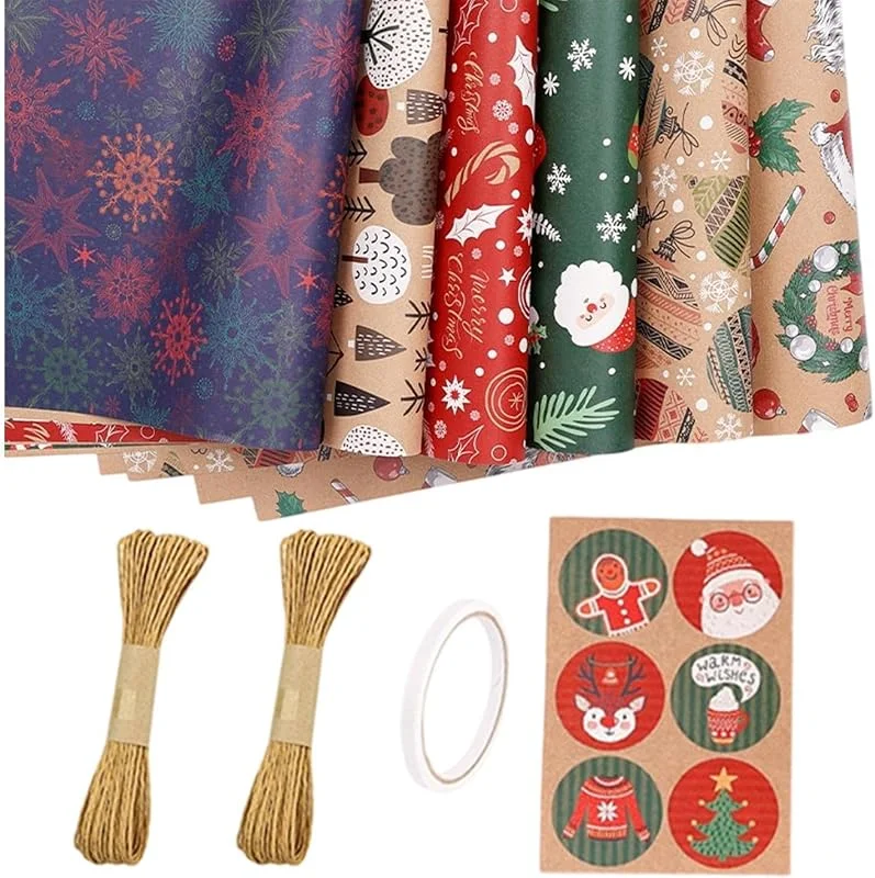 Marke: Generisch Weihnachts Geschenkpapier - 6 Rollen 20x27 Zoll Mit Santa Und, Geschen — Geschenkverpackung