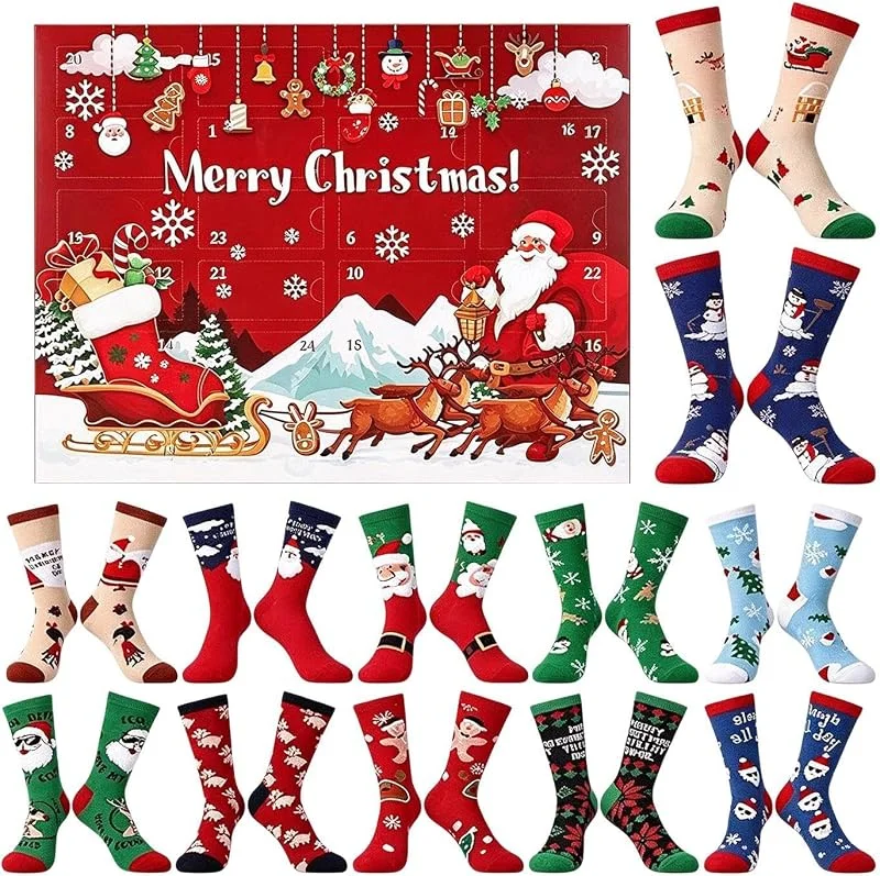 Marke: Jvjggag Adventskalender Countdown 2026 12 Paar Lustige Süße Festliche Warme Socken — Weihnachtsdeko