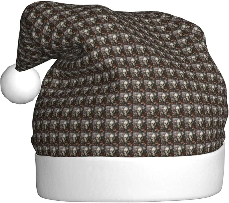 Marke: Tamiger Weihnachtsmütze mit floralem Totenkopf-Aufdruck, saisonal, festlich — Weihnachtsmode