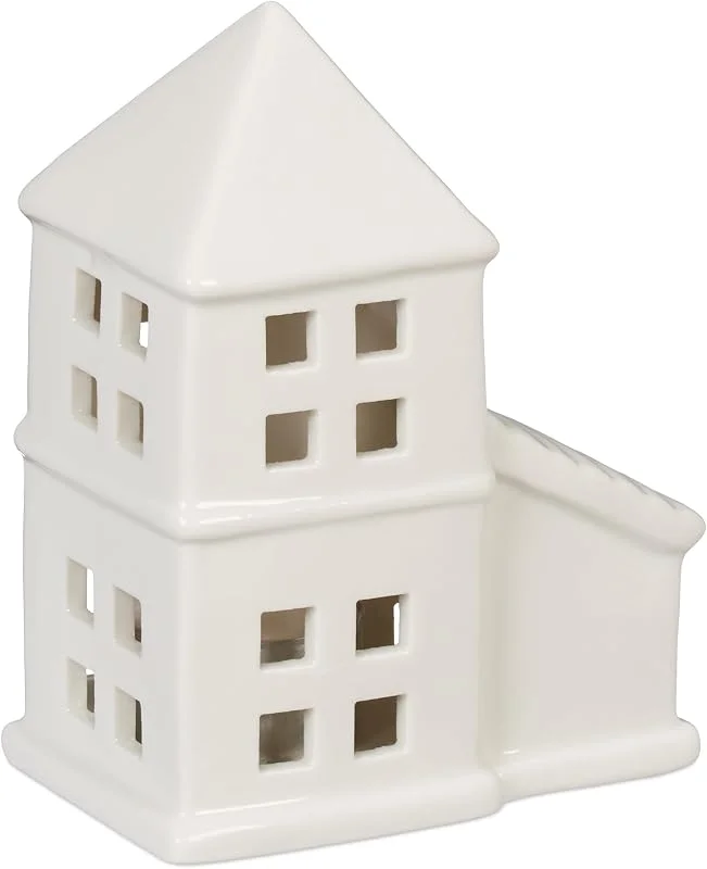 Besuche den Relaxdays-Store Relaxdays Teelichthaus Keramik, Leuchthäuschen für 1 Teelicht, H x B x T: 11, 5 x 9, 5 x 6 cm, Teelichthalter Haus, weiß — Advent und Tisch