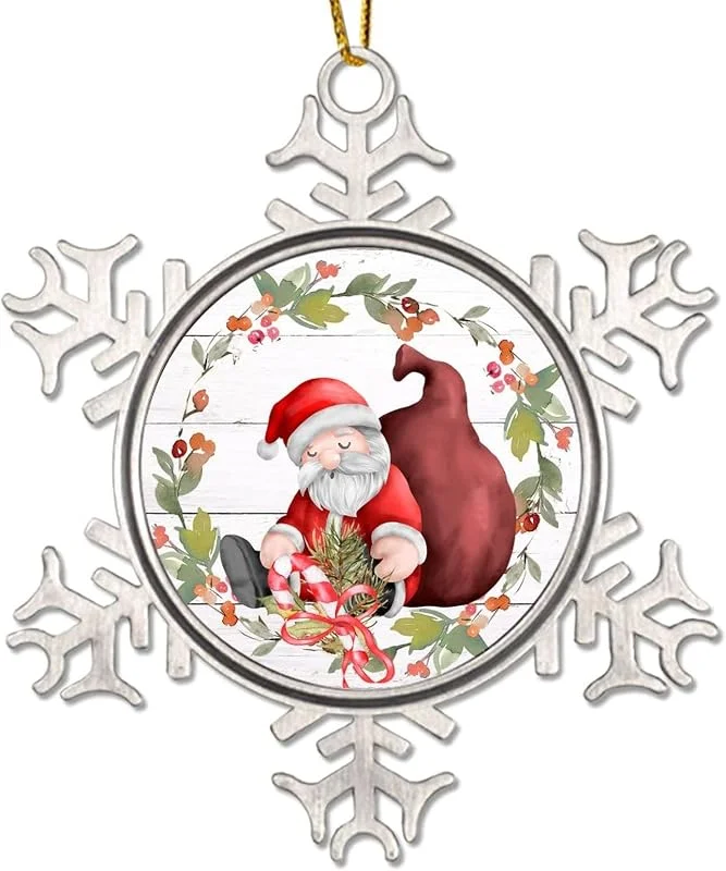 Marke: CowkissSign Weihnachtsmann Weihnachtsschmuck Weihnachtsmann Metall Schneeflocke Ornament Feiertage Dekoration Vater Weihnachtskranz Xmas Hängende Weihnachten Party Supplies Neues Zuhause — Weihnachtsdeko