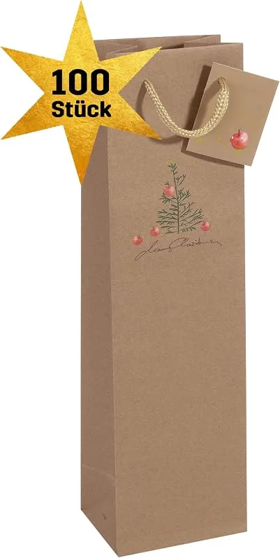 Besuche den Sigel-Store SIGEL Kraftpapier Flaschen Geschenktüten aus Papier Christmas 100er Set — Geschenkverpackung