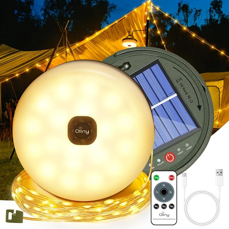 Besuche den Ollny-Store Ollny Solar Camping Lichterkette Aufrollbar 10M Tragbare Wiederaufladbare — Weihnachtsbeleuchtung