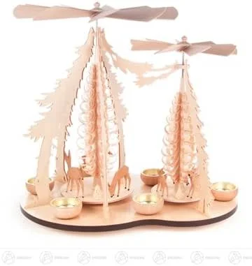 Besuche den Rudolphs Schatzkiste-Store Rudolphs Schatzkiste Doppelpyramide mit Rehen, für Teelichte Breite x Höhe x Tiefe 37 cmx35, 5 cmx26 cm NEU Erzgebirge Weihnachtsfigur Holzfigur — Weihnachtsdeko