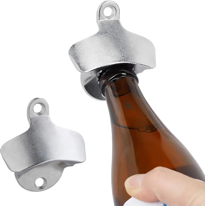 Besuche den Relaxdays-Store Relaxdays Wandflaschenöffner 2er Set, stabile Bieröffner zum Montieren, Wandöffner für Flaschen, Bar, verzinkt, Silber — Wein und Festtafel