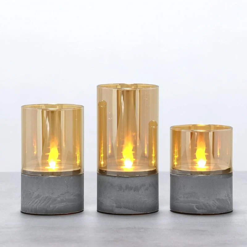 Besuche den Fanna-Store Fanna 3er-Set Goldene Flackernde LED Kerzen im Glas mit Timer — Kerzenlicht Abendessen