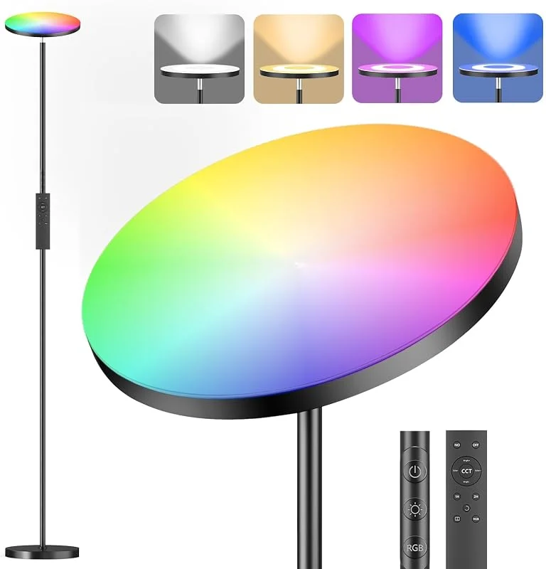 Besuche den YICAIZI-Store YICAIZI LED Stehlampe Wohnzimmer RGB Dimmbar, 36W Superhelle Farbwechsel Floor Lamp, Moderne Deckenfluter mit Fernbedienung und Touch-Steuerung, 2700K-6500K RGB Dimmbar für Wohnzimmer — Kerzenlicht Abendessen