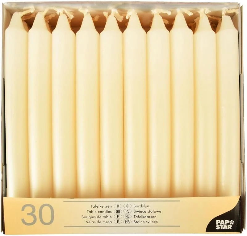 Besuche den PAPSTAR-Store Papstar Tafelkerzen Ø 2, 1 cm 19, 6 cm creme Gastronomiebedarf 30er Karton, Cremefarben — Kerzenlicht Abendessen