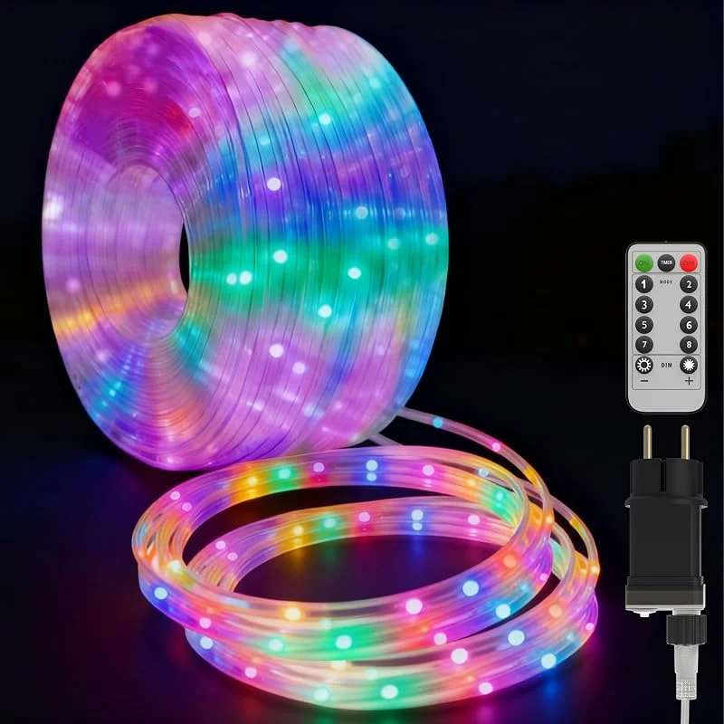 Marke: Suusolny 20m 200LEDs Lichterschlauch Dimmbar Bunt LED Lichterkette mit 8 Modi & Timer Schlauch Außen IP44 Wasserdicht Weihnachten Dekolicht RGB LED Beleuchtung für Party Feier Weihnachtsbeleuchtung