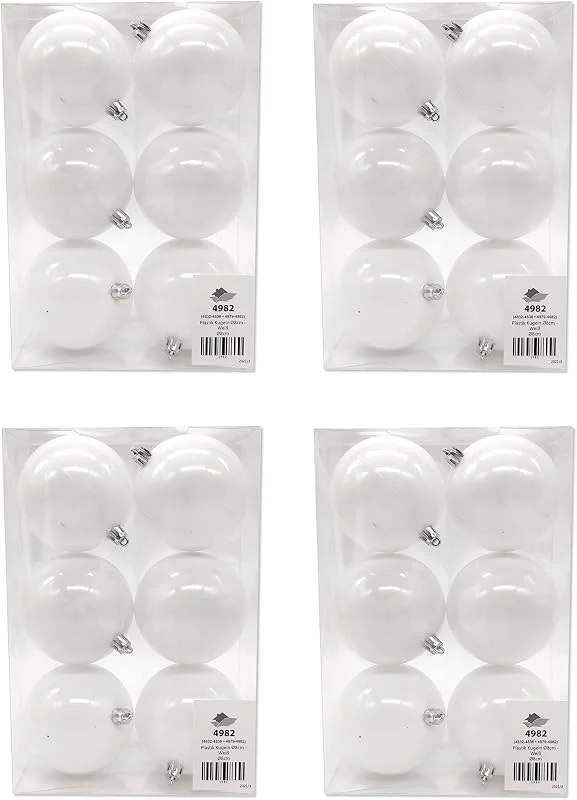 Besuche den DARO DEKO-Store Kunststoff Weihnachtskugel Ø 8cm weiß Deko Kugel Christbaumschmuck bemalen DIY 4 Sets - 24 Stück — Weihnachtsdeko