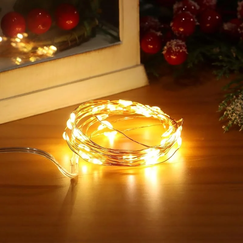 Besuche den shop'n smile ideoon-Store ideoon Traumhafte Draht Lichterkette 40 LEDs, warmweiss, 2m – Gemütliche Weihnachts-Deko für Innen – Batteriebetrieben, IP20 — Weihnachtsbeleuchtung