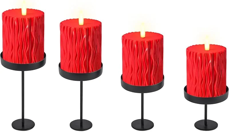 Besuche den Spetebo-Store Magnet Kerzenhalter schwarz 4er Set - H 12, 10, 8, 6 cm - Metall Kerzenständer für Stumpenkerzen - Festtags Deko Advents Kerzenleuchter magnetisch für Metalltabletts — Kerzenlicht Abendessen