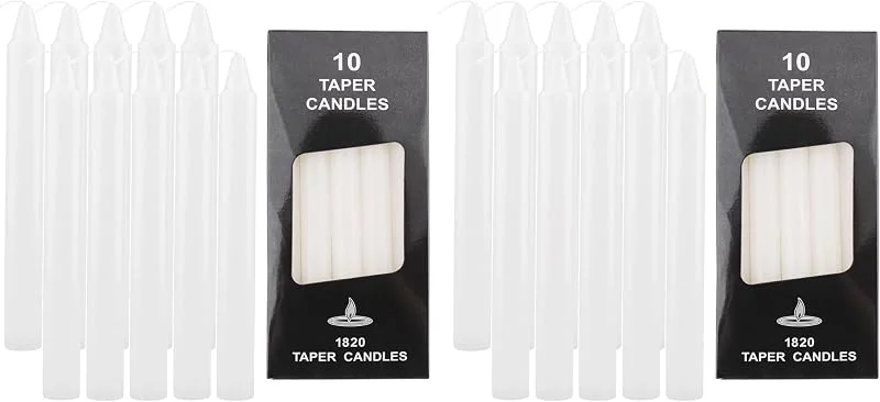 Besuche den ALLAVA-Store ALLAVA 10 Stück Glatte Stabkerzen Weiß, 100% Paraffin, 6 Stunden Brenndauer, für Kerzenrohling Kommunion, Taufe, Geburtstag, Hochzeit, Kerze zum Verzieren, Höhe 19cm, Ø18mm (Packung mit 2) — Küche & Haushalt