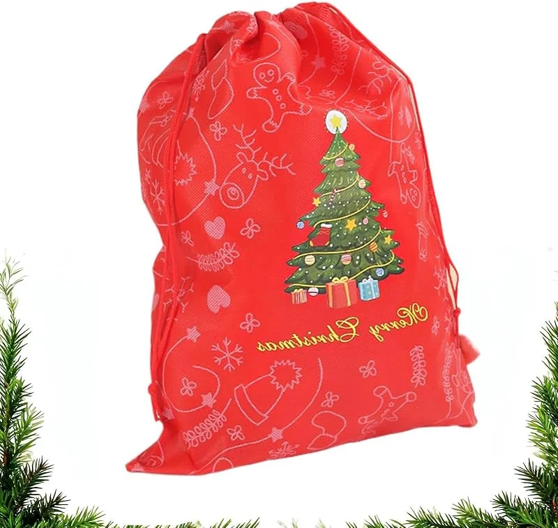 Marke: Genérico Geschenktüten für Weihnachten, Vlies-Kordeltasche — Geschenkverpackung