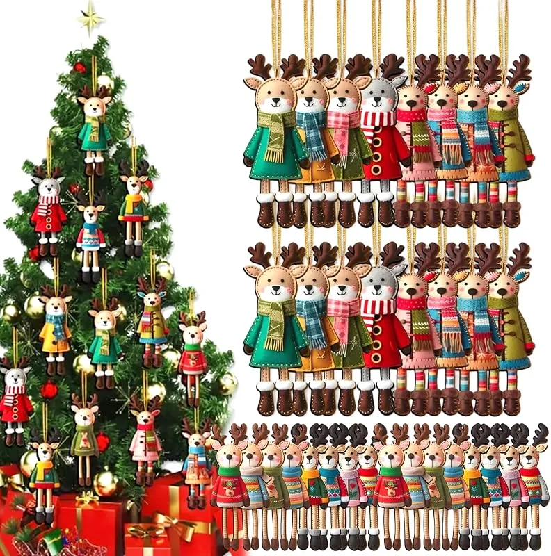Marke: Ginwrek Weihnachtsbaumschmuck-Set, 32-teilig, Holzornamente, 11, 9 cm — Weihnachtsdeko