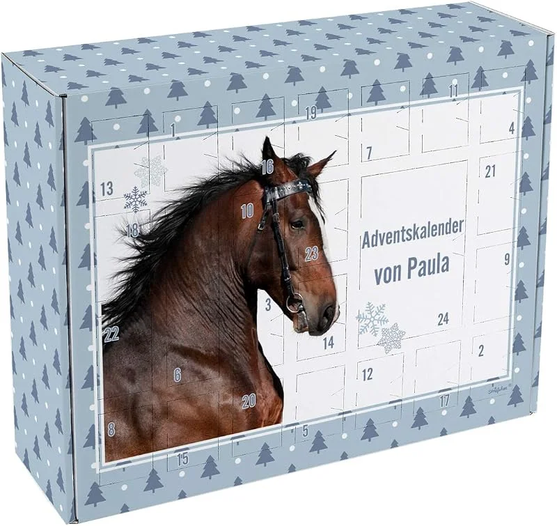 Besuche den Striefchen-Store Striefchen® Adventskalender zum Befüllen für Kinder mit Pferde Motiv und Aufdruck Ihres Wunschtextes — Advent und Tisch