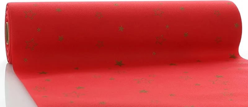 Besuche den Sovie HORECA-Store Sovie HORECA Tischläufer Liam in Rot aus Linclass-Airlaid, 40 cm x 24 m, 1 Stück, perforiert alle 120 cm im weihnachtlichen Design mit goldfarbenen Sternen & Ornamenten, Festliche Tischdekoration — Küche & Haushalt