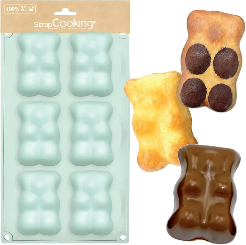 Besuche den ScrapCooking-Store ScrapCooking - XL-Silikon-Bärenform - 6 Formen für Teddybär Kuchen - Weiches Backutensil - Backofen- & Gefrierschrankgeeignet - Wassergrün - 3000 — Weihnachtskueche