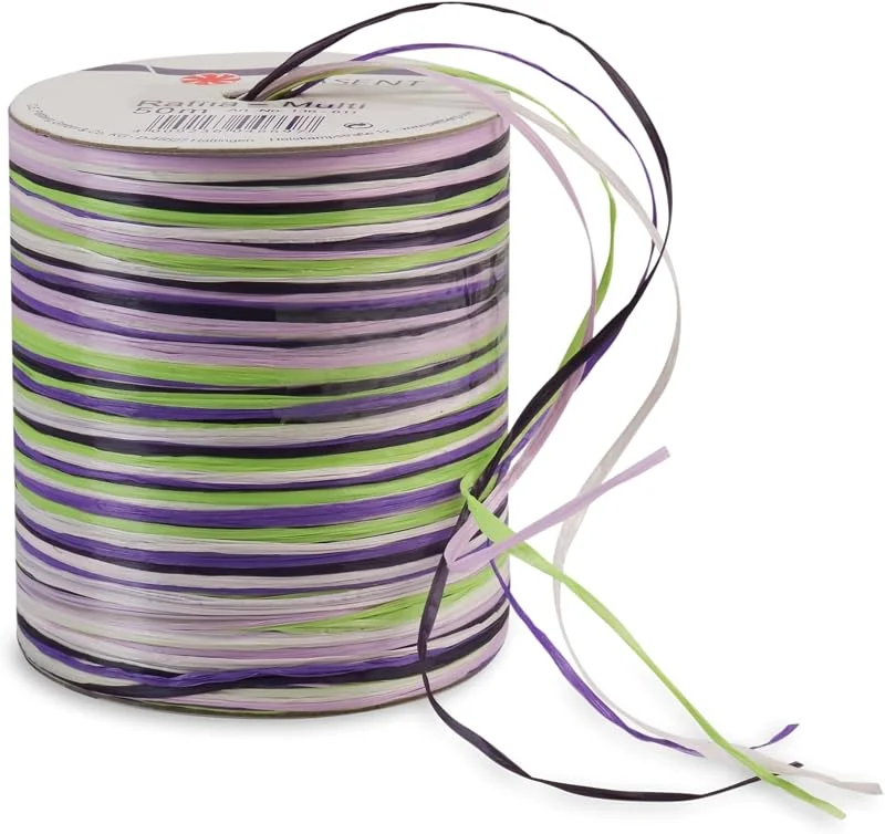 Besuche den PRÄSENT-Store PRÄSENT C.E. Pattberg Raffia-Multicolour Bastband grün-Flieder-rosa, 50 m Geschenkband zum Einpacken, 5-strängiges Bastelband für Geschenke, Zubehör zum Dekorieren & Basteln — Geschenkverpackung