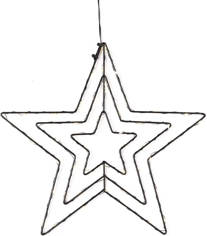 Besuche den NCC-Licht-Store NCC-Licht LED Fensterdeko Glühwürmchen Stern Schwarz Warmweiß 3xAA — Weihnachtsbeleuchtung