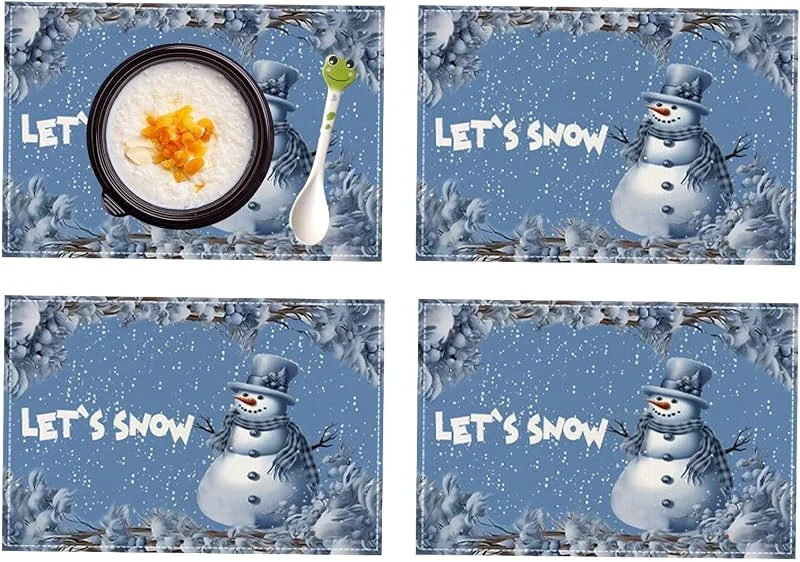 Marke: Gitekain Winterliche Tischsets 4 Stück Weihnachts--Festtagsdekoration Deko — Küche & Haushalt