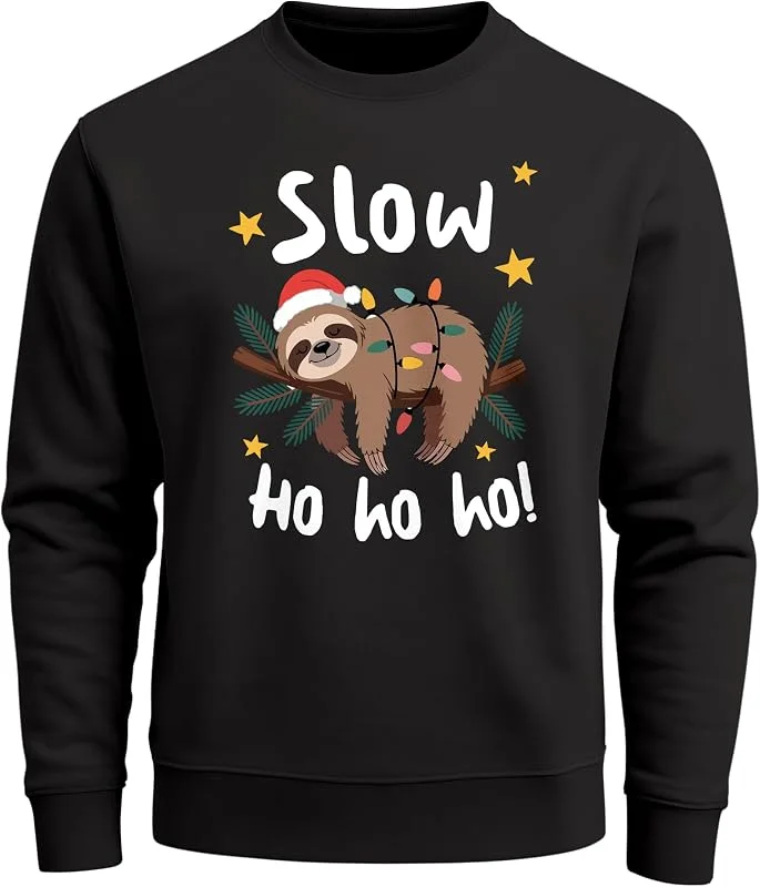 Besuche den MoonWorks-Store MoonWorks® Sweatshirt Herren Weihnachtspullover Faultier Spruch Slow Ho Aufdruck Weihnachtsoutfit Männer — Weihnachtsmode