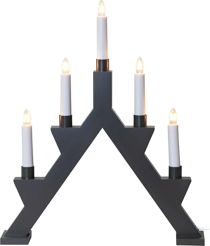 Besuche den EGLO-Store EGLO Lichterbogen Weihnachten 5-flammig, Fensterleuchter aus Holz in Grau — Weihnachtsdeko