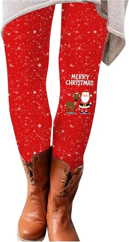 Marke: Générique Damen-Leggings, hohe Taille, bedruckt, Weihnachten, lässig, Leggings, bedruckt, Weihnachten, Stretch, Jegging-Hose, Slim Leggings, Jeans, Kombination, Hose, Strumpfhose, Weihnachten, 24 - Rosa — Weihnachtsmode