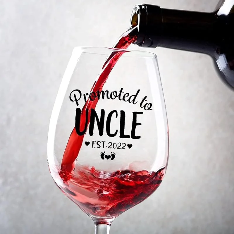 Marke: Rimego Weingläser-Set, 2 Stück, Promoted to Uncle Rotweinglas, 482 ml, tolles Weingeschenk für Hochzeitstag, Weihnachten, Geburtstag — Wein und Festtafel