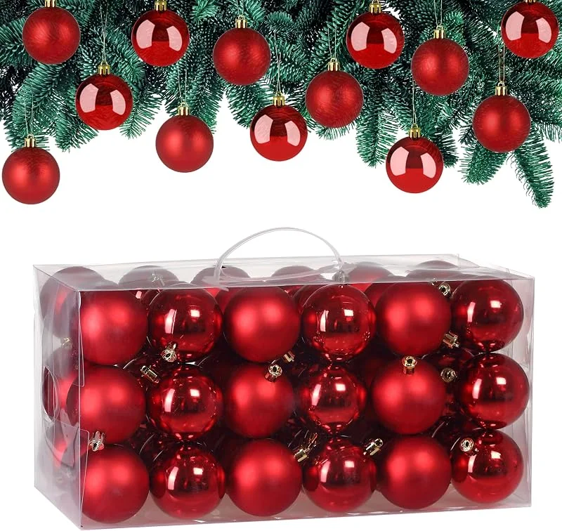 Besuche den Deuba-Store DEUBA Weihnachtskugeln 54er Set Ø 6 cm aus Kunststoff Rot — Weihnachtsdeko