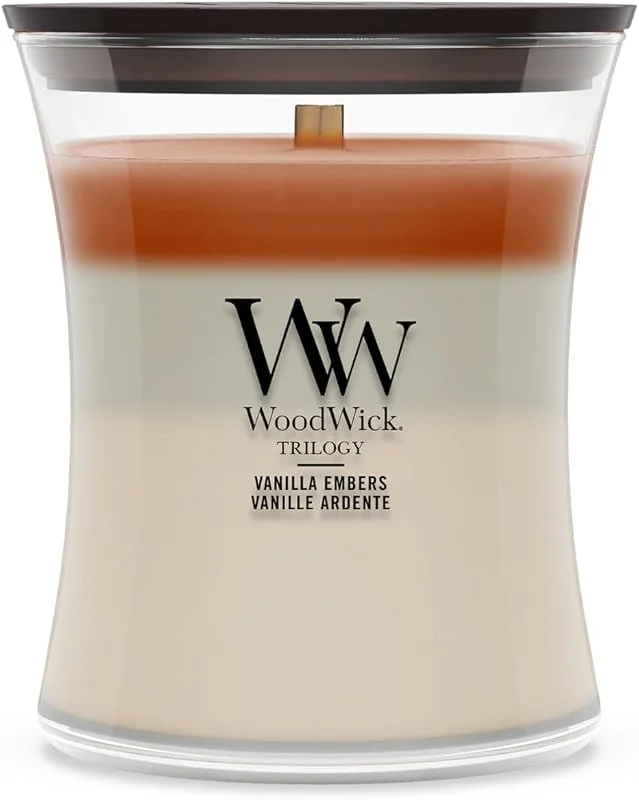 Besuche den WoodWick-Store WoodWick Duftkerze, Mittlere Hourglass-Kerze, Vanilla Embers, Perfekte Geschenke für Frauen — Kerzenlicht Abendessen