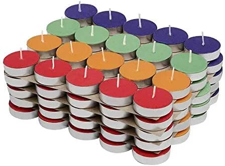 Marke: TreegoArt Mehrfarbige Teelichter, rauchfrei, für Zuhause, Diwali-Dekoration, Spa, Geburtstage, Partys, Festivals, 200 Stück — Kerzenlicht Abendessen