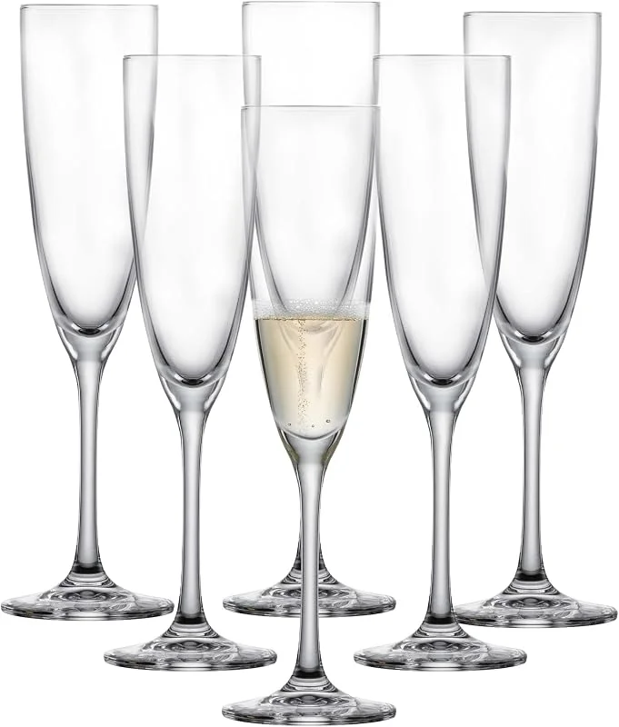 Besuche den Schott Zwiesel-Store SCHOTT ZWIESEL Sektglas Classico (6er-Set), klassische Champagner Gläser mit Moussierpunkt, spülmaschinenfeste Tritan-Kristallgläser, Made in Germany (Art.-Nr. 123657) — Wein und Festtafel