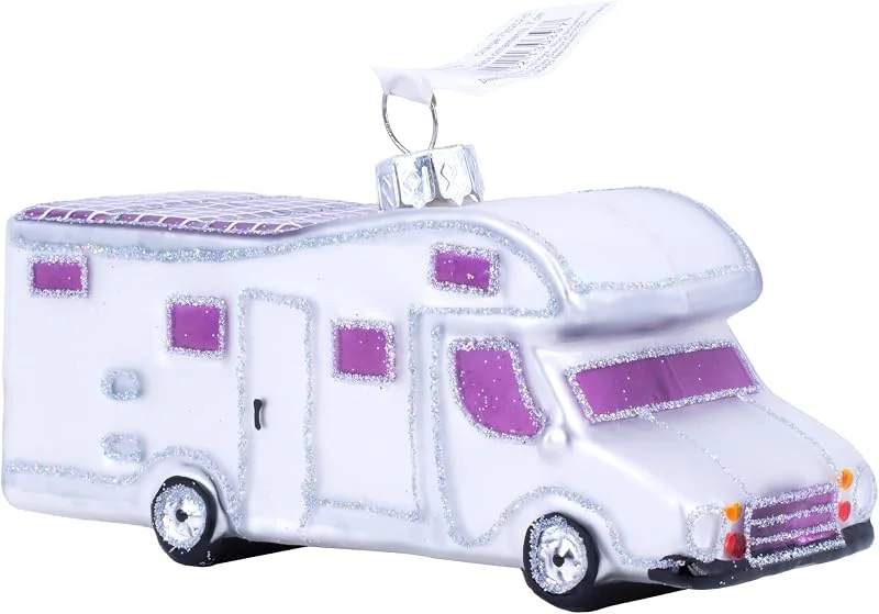 Besuche den Inge-glas-Store Inge-glas Christbaumschmuck Glas 7cm Wohnmobil Camper mit Glitzer Weihnachtskugeln weiß — Weihnachtsdeko