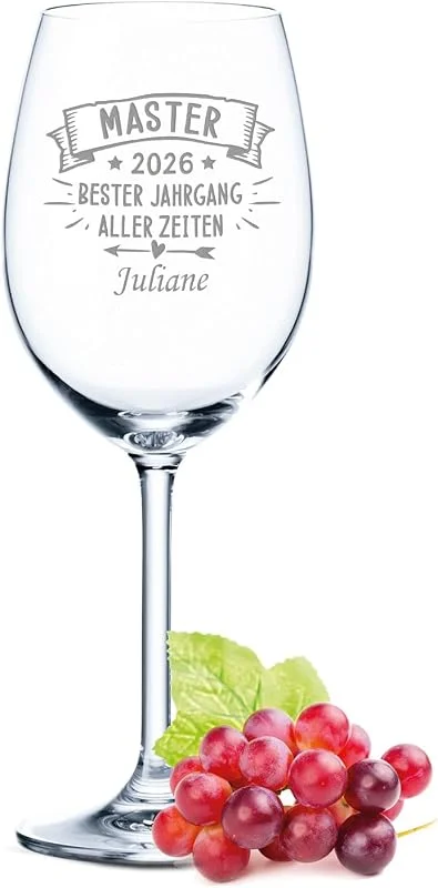 Besuche den GRAVURZEILE-Store GRAVURZEILE Weinglas mit Gravur - Master - Bester Jahrgang Aller Zeiten - Personalisiert mit Namen & Datum - Schönes Geschenk für Sie & Ihn zum Abschluss der Master Prüfung — Wein und Festtafel