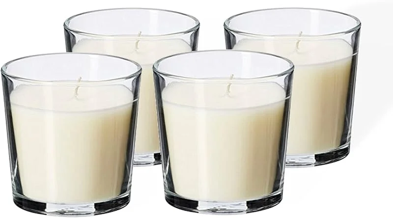 Marke: IKEA 4er Set IKEA SINNLIG - Duftkerze im Glas (Vanille) — Kerzenlicht Abendessen