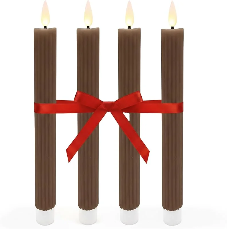 Besuche den Relaxdays-Store Relaxdays LED Stabkerzen, 4er Set, HxD: 25 x 2 cm, coffee — Kerzenlicht Abendessen