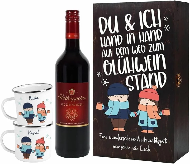 Besuche den Herz & Heim-Store Herz & Heim® Rotkäppchen Glühwein 0, 75l Geschenkset -Du und Ich am Glühweinstand-, personalisiert — Geschenkverpackung