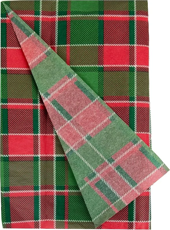 Besuche den Talking Tables-Store Talking Tables Seidenpapier mit Schottenkaro-Muster, für Weihnachtsgeschenke, festliche Verpackung, weit recycelt, 70 x 50 cm, 4 Stück, Grün, Rot — Geschenkverpackung