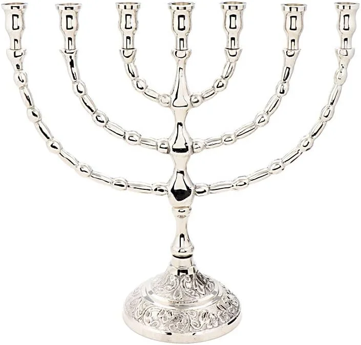 Besuche den NKlaus-Store NKlaus Menorah 7-armig, Vernickelt, 20cm hoch, Kerzen bis Ø 1, 5cm — Kerzenlicht Abendessen