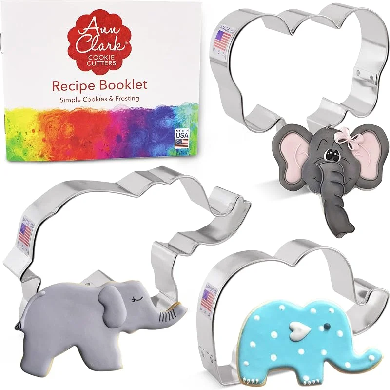 Besuche den Ann Clark Cookie Cutters-Store Ausstechformen von Ann Clark USA - 3-Teiliges Elefanten Keksausstecher Set - Elefantengesicht, Niedlicher Elefant, und Elefant — Weihnachtskueche