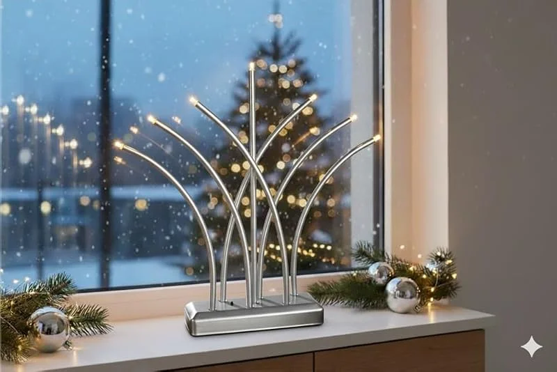 Besuche den MeLiTec-Store MeLiTec LED USB-C Stimmungslicht Weihnachten, Fächer, warmweiß (3000K), dimmbar (3 Stufen), 5h-Timer, kabellos inkl. Akku, Innen – modernes Dekorationslicht, Lichtbogen, Fensterlicht — Weihnachtsdeko