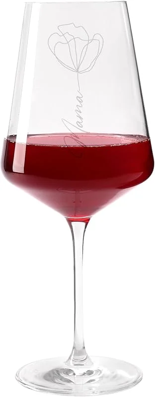 Besuche den Herz & Heim-Store Herz & Heim® Weinglas personalisiert mit Name – Leonardo Burgunderglas 560 ml – Motivauswahl – Geschenkidee für Frauen (Mohnblume Gravur) — Wein und Festtafel