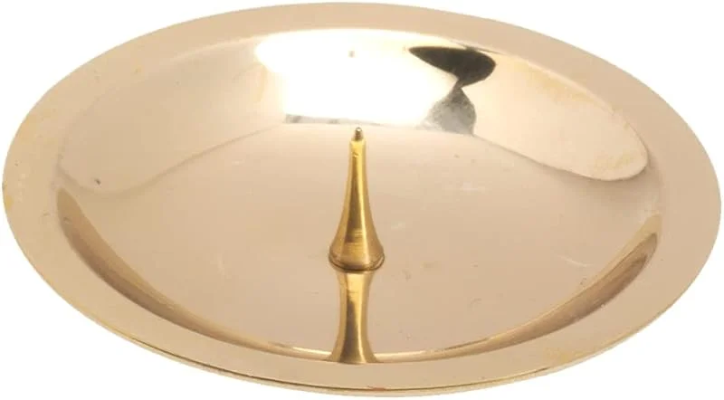 Besuche den NKlaus-Store NKlaus Kerzenteller mit Dorn aus Messing Gold, glänzend, Ø 8 cm — Kerzenlicht Abendessen